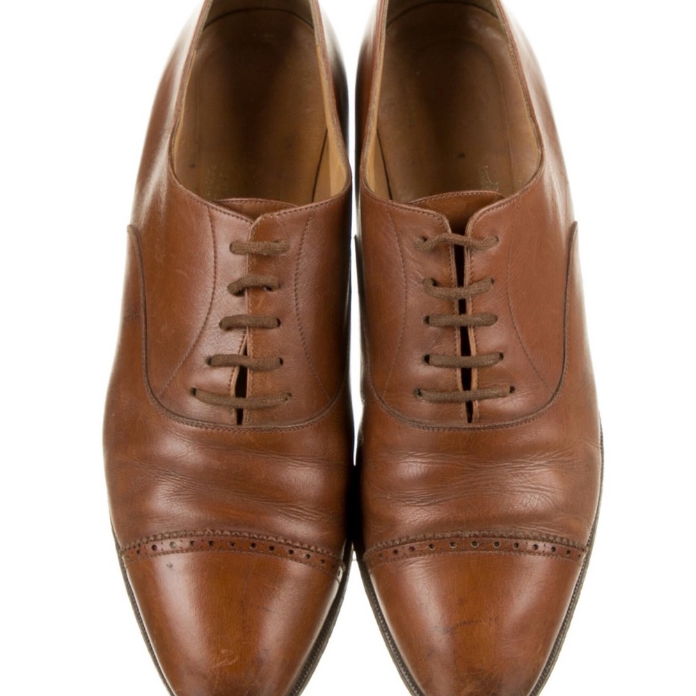Hermes Brown Leather Oxfords with Classic Design